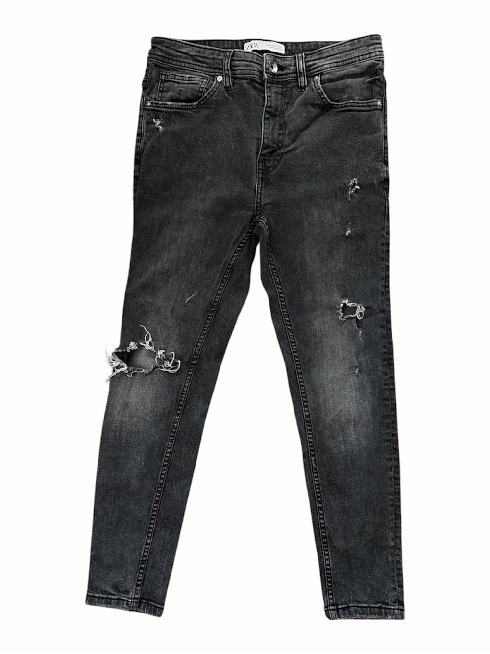 Zara Women's Black Distressed Skinny Jeans